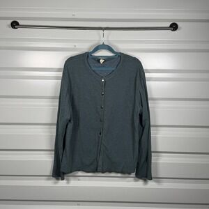North Star Base Long Sleeve Cardigan Button Front Teal Blue XL